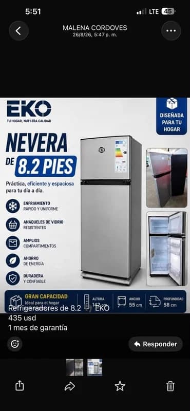 Refrigeradores EKO de 8.1 pies